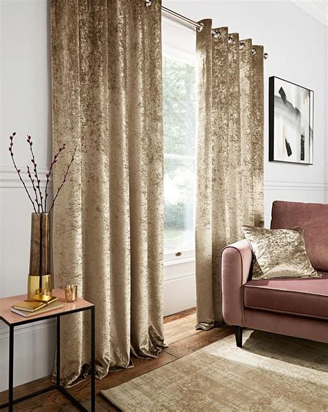 Matchless Crushed Velvet Curtains Rose Gold Blue Embroidered