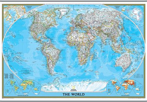 National Geographic World Classic Map Hanging Bars