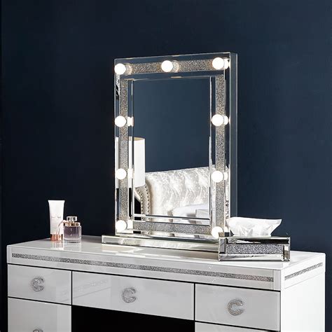 The floating table is made out. Crystalline White Glass Mirrored 7 Drawer Bedroom Dressing ...