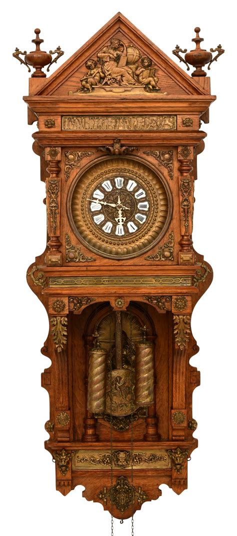 Lot Ansonia Clock Co Antique Hanging Wall Regulator Clock