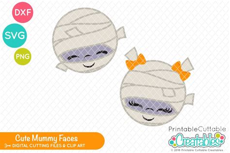 Cute Halloween Mummy Faces Svg Cut File And Clipart E413 Svg Etsy