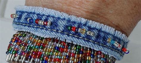 Recycled Denim Beaded Bracelet Crafts By Amanda