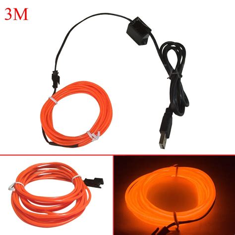 3m5m8m Flexible El Wire Neon Led Strip Usb Glow Rope Tube Light Party