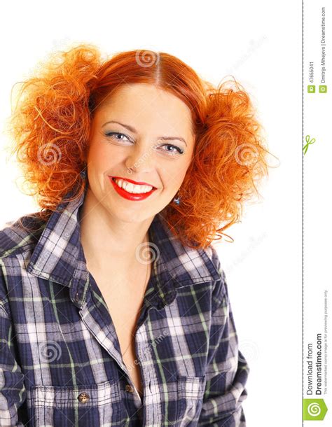 Redhead Girl Stock Image Image Of Happiness Curly Looking 47655041