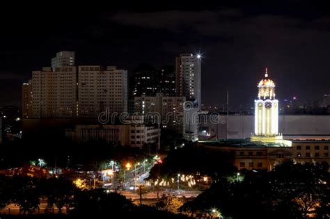 Manila City Hall Light Tower At Night Philippines Stock Image Image