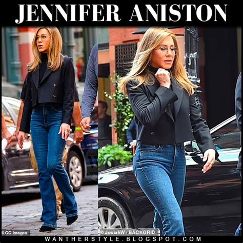 Jennifer Aniston In Bootcut Jeans And Black Jacket The Morning Show Set