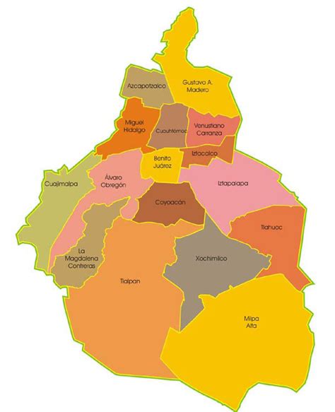 Mapa Y Plano De 16 Delegaciones Y Colonias De La Ciudad De México Df