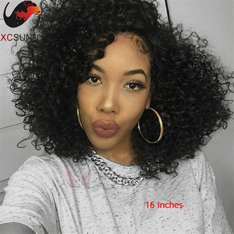 6a Virgin Peruvian Hair Kinky Curly Lace Front Human Hair Wigs Full