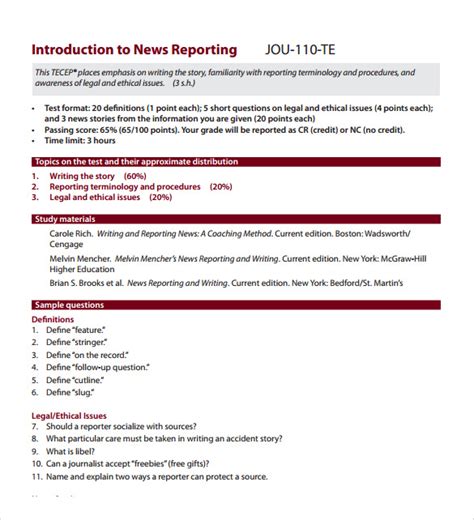Free 6 News Report Samples And Templates