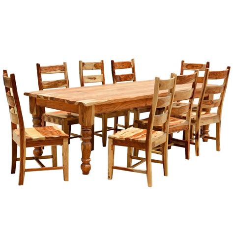 Rustic Solid Wood Farmhouse Dining Room Table Chair Set