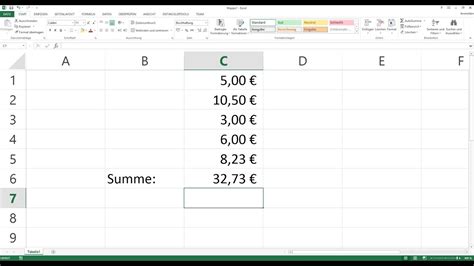 Excel Summe Bilden Youtube