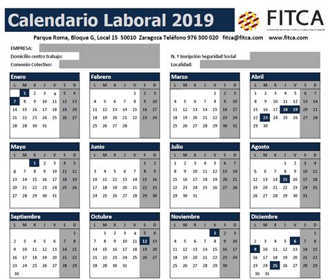 Calendario Laboral 2019 Fitca