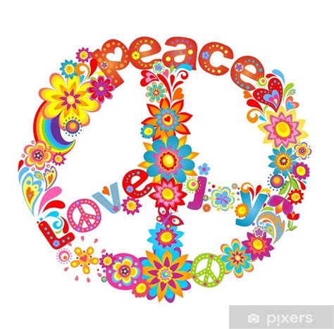 Poster Peace Bloem Symbool Met Hippie Symbolische Pixersnl