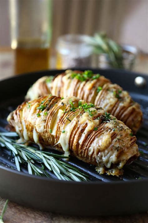 Sliced Baked Potato Hasselback With Rosemary And Gruyere Pickled Plum
