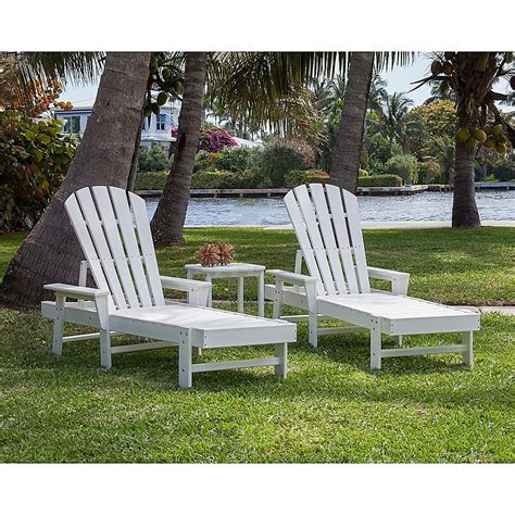 Polywood South Beach 3 Piece Outdoor Chaise Set In White Polywood