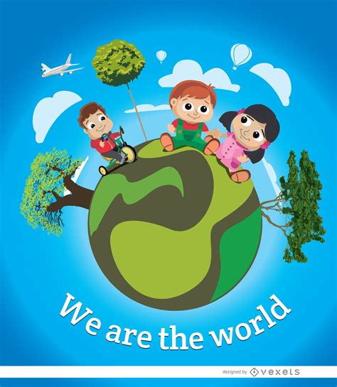 Kids World Earth Poster Vector Download