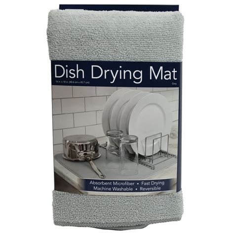 Kitchen Basics Reversible Microfiber Dish Drying Mat Gray 16 X 18