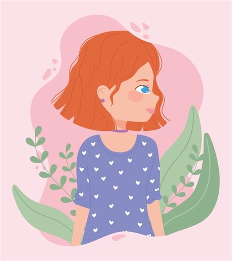 Premium Vector Cute Young Woman With Plants
