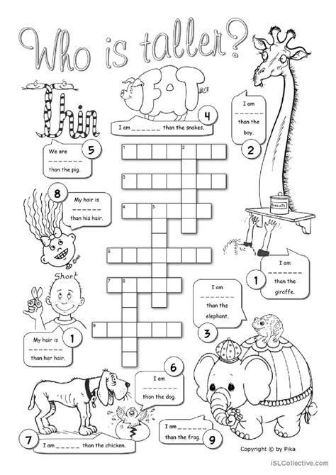 Comparative Crossword English Esl Worksheets Pdf And Doc