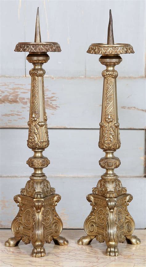 Pair Antique Renaissance Bronze Candlesticks At 1stdibs