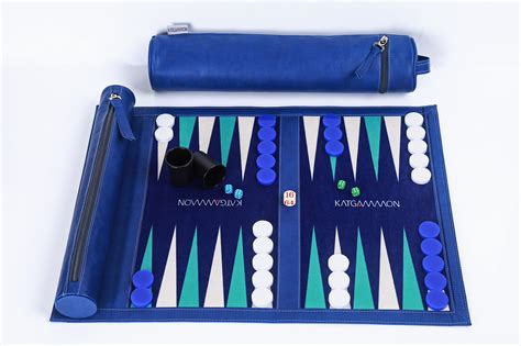 Roll Up Backgammon Travel Game Set Blue Katgammon Backgammon