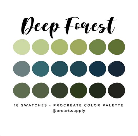 Deep Forest Procreate Color Palette Green Blue For Ipad Etsy