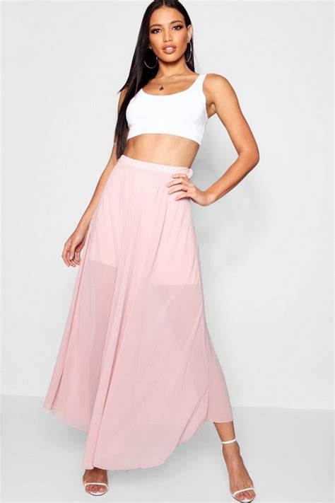 Pleated Chiffon Maxi Skirt Boohoo