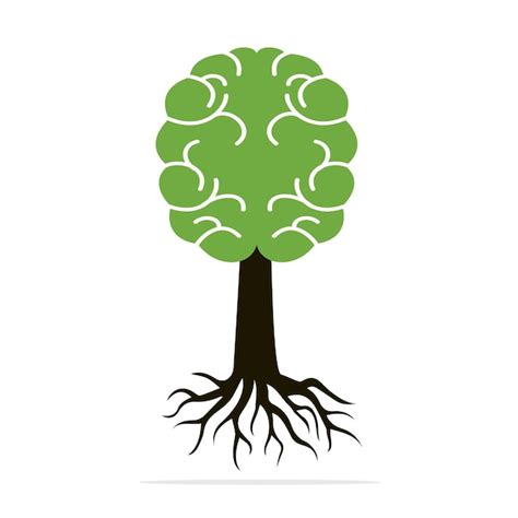 Premium Vector Brain Tree Roots Concept Design Tree Growing In The