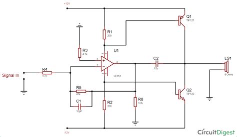 This power supply circuit provides power less than 11w. 10 Watt Audio Amplifier Circuit Diagram using Op-Amp and Power Transistors