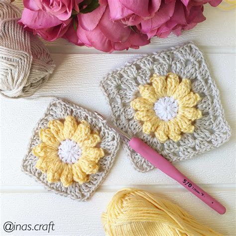 Daisy Granny Square Crochet Pattern Inas Craft