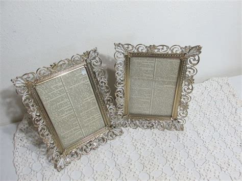 Filigree Picture Frame Set Of 2 Gold Metal 5 X 7 With Glass Etsy