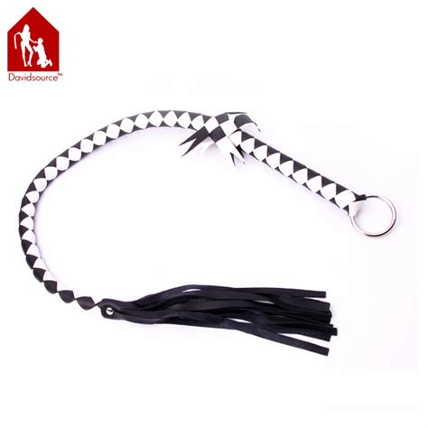 Davidsource 93 Cm3 Spank Whip Black And White Knitted Leather