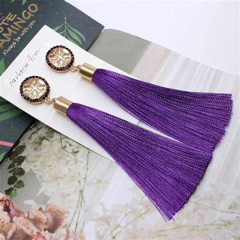 buy 2019 new women tassel earrings boho bohemian long exaggerated silk fabric
