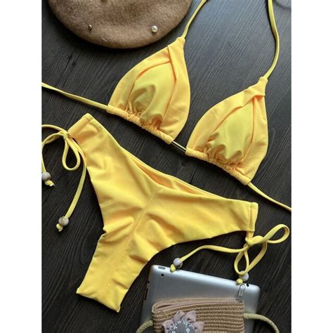 Sexy Halter Swimsuit Women Thong Micro Bikini Push Up 2023 Brazilian