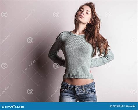 Young Sensual Model Girl Pose In Studio Stock Photo Image Of Glamour