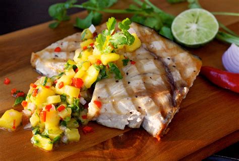 Alvins Penthouse Kitchen Grilled Swordfish With Mango Pineapple