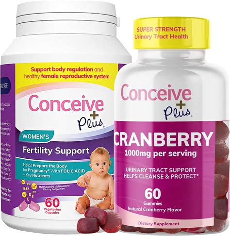 Buy Conceive Plus Fertility Supplement For Women 60 Caps And Cranberry Gummy Vitamin Supplement 60