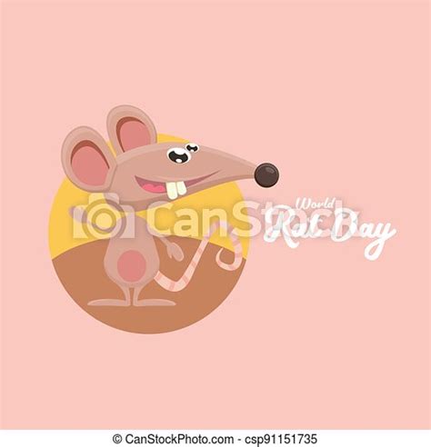 World Rat Day Banner With Vector Cartoon Funny Mouse Animal Isolated On