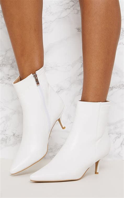 White Low Heel Ankle Boot Shoes Prettylittlething