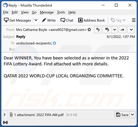 Fraude Por Email 2022 Fifa Lottery Award Passos De Remoção E Recuperação Atualizado