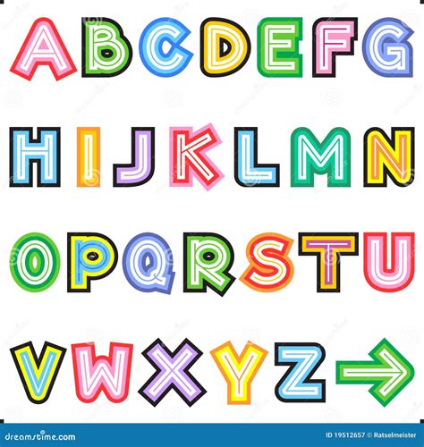 Striped Letters Alphabet Set Stock Vector Illustration Of Letter