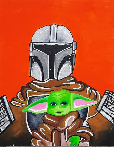 The Mandalorian And Baby Yoda Art Gallery London Affordable Art For Sale Buy Original