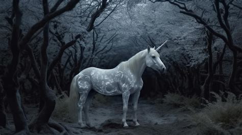 Premium Ai Image Mythical White Unicorn White Unicorn In The Magical