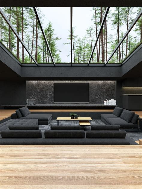 These 3d Renderings Of A Black Villa Tucked Away In The Woods Are Eye