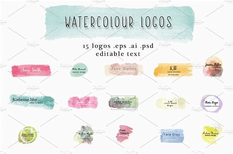 Watercolour Logos Branding And Logo Templates Creative Market