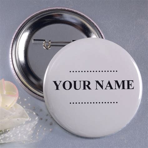 Custom Simple White With Name Button Pin 2 25 Round