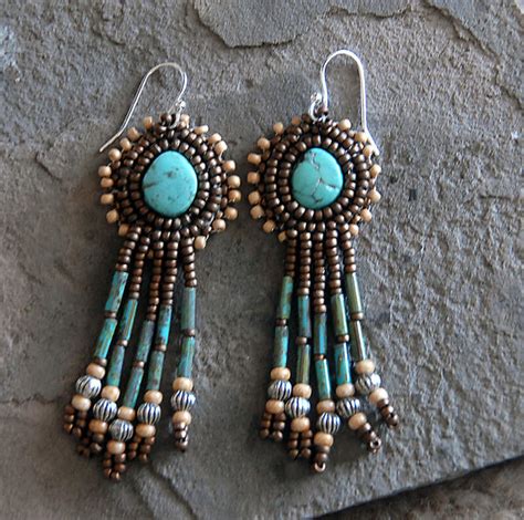 Turquoise Cabochon Beaded Earrings By Deej240z On DeviantArt