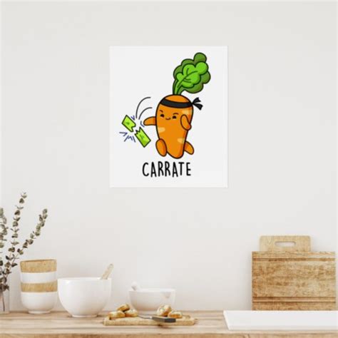 Carrate Funny Carrot Karate Pun Poster Zazzle