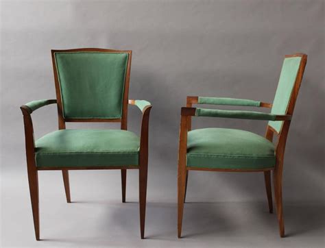 Set Of Four French Art Deco Mahogany Bridge Armchairs Attributed To