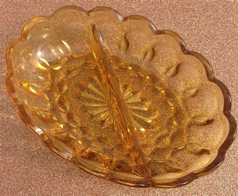Vintage Amber Colored Glass Candy Dish Serving By Wonderfulathome